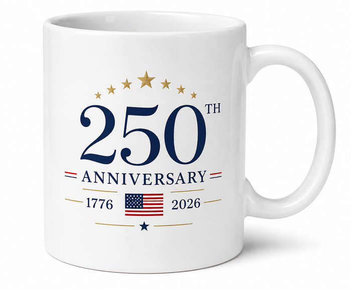 White 250th Anniversary Coffee Mug